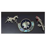 3 Sterling Silver Pins