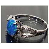 Sterling Silver & 1.5ct  Austrian Bolder Opal Ring