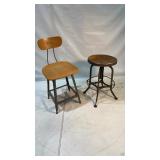 (2) Mid-Century Industrial Metal Stools