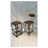 (2) Mid-Century Industrial Metal Stools