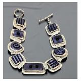 Sterling button style toggle bracelet