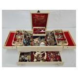 Jewelry Box Filled w/Jewelry & Watches