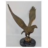 9"H Solid Brass Eagle on Marble Base