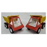 (2) 1969 Hubley/Gabriel 8" Die Cast Dump Trucks