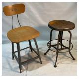 (2) Mid-Century Industrial Metal Stools