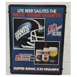 Miller Lite NY Giants Super Bowl XXI Beer Sign