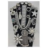 23 Silver tone Designer Pins Earrings and Sets