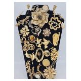 Collection of 33 Gold Tone Designer Pins