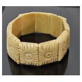 Carved ivory tile bracelet