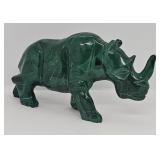 8"L Carved Malachite Rhino