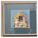 7x7 Framed 20th Century Vintage DieCut Paper Print