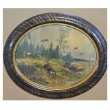 19 x 15 Hunting Scene Oval Framed Print