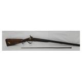 Gun - Antique Dbl Hammer Cap & Ball Rifle