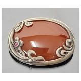 Sterling amber brooch