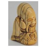 Netsuke- Antique carved ivory Buddha