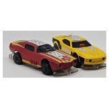 Tyco TCR Mustang & Camaro HO Slotless Cars