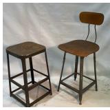 (2) Mid-Century Industrial Metal Stools