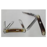 (2) Rough Rider Stag Handle Multi-blade Knives