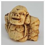 Netsuke- Antique carved bone figure of a ghoul