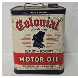 Vintage Colonial Motor Oil 2 Gallon Oil Can