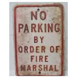 Embossed Pressed Steel Fire Marshall Sign