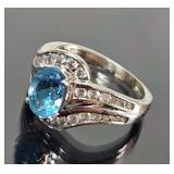 Sterling Silver Ring with 1+ ct  Oval Topaz