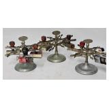 (3) Antique Desk Top Rotary Rubber Stamp Holders