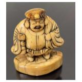 Antique carved ivory 2"H robust Asian figure