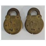 Pair #34 US Street Letter Box Brass Padlocks