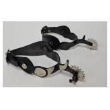 Pr Adult Size Black Steel Jingle Bob Spurs