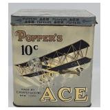 ACE Poppers 10cent Tobacco Tin with Biplane