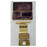 Antique Brass Gillette Double Edge Razor w/Case
