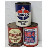 (3) Vintage Automotive 1 Qt Oil Cans