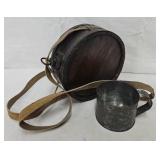 Old Wooden Drum Canteen w/Strap and Cup