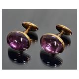 14k gold amethyst cabochon cufflinks