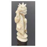 Antique carved ivory 2 1/8"H Lion King