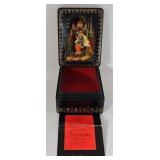 Palekh Hand Painted Russian Black Lacquer Box