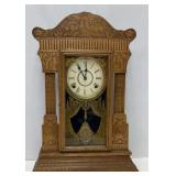 Antique Gilbert Oak Gingerbread Mantle Clock