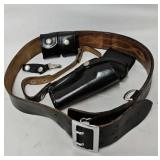 Gun - Black Leather Police Belt & Holster