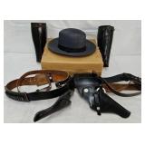 Police Leather Belt/Holster, Spats & Stetson Cao