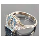 Sterling Silver 1.5 ct  Blue Topaz & Gemstone Ring