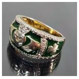 Sterling Silver w/Enamel & Diamond Accent Ring