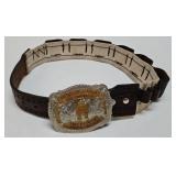 Hand Crafted Leather Western Ammo Belt & Buckle