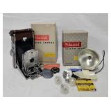 Polaroid Land Camera & Flash Gun w/Orig Boxes