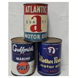 (3) Vintage Automotive 1 Qt Oil Cans