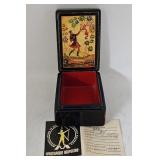 Mctepa Hand Painted Russian Black Lacquer Box