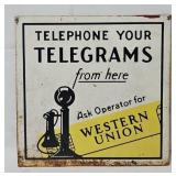 Vintage Western Union Tin Litho Sign