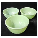 (3) Fireking Jane Ray Jadiete 6" Mixing Bowls