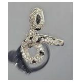 Sterling Silver & Rhinestone Snake Ring