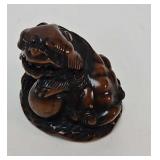 Netsuke, Foo dog, carved box wood